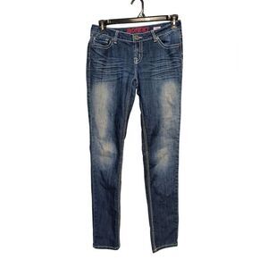 BONGO Blue Skinny Jeans with Whiskering Details